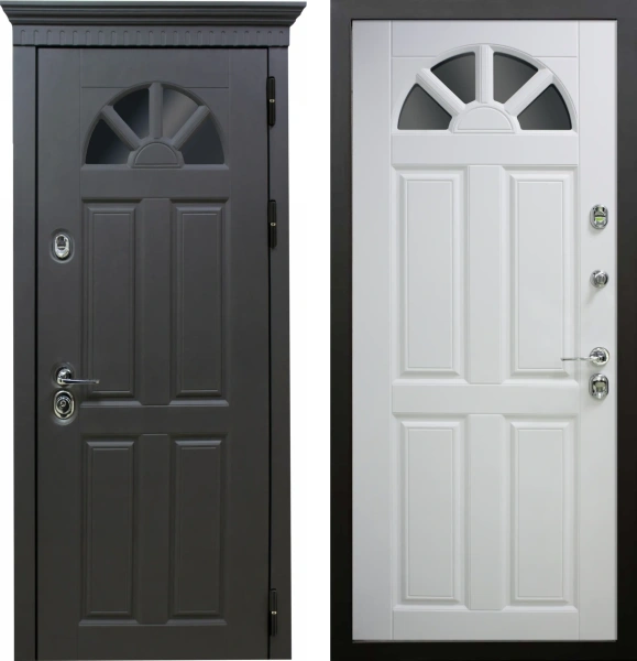 Входные двери Полония 3К90 О-П(окно) TSBR 7021 - О-П(окно) RAL 9003