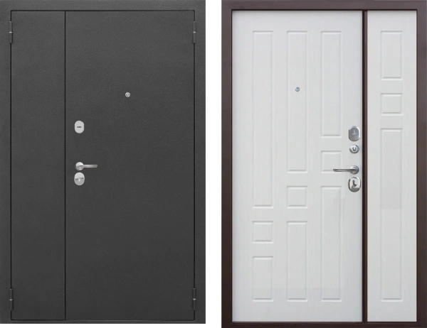 Входные двери Гарда 7.5 (двупольная) Серебро антик Белый ясень