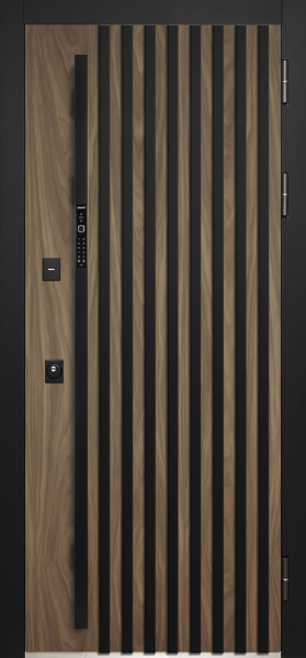 Входные двери Luxor Smart 3D Рейка Орех американский мокко Эмалит белый