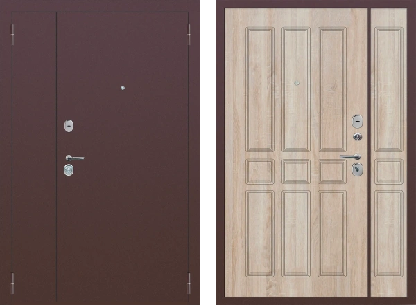 Входные двери M32 1200 металл Медный антик - ФЛ-81 Дуб Сонома светлый