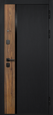 Входные двери Кантри 9 см Сатин черный Эмалит белый