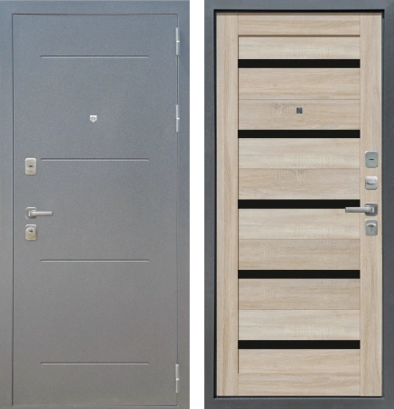 Входные двери M6 с фрезеровкой Букле графит - СБ-1 Дуб Сонома светлый