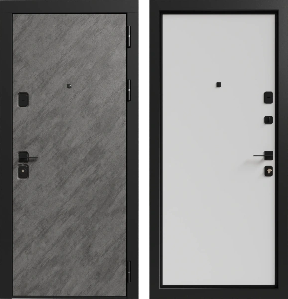 Входные двери Лофт 3К90 Без фрезеровки Шпат графит - Без фрезеровки ZB Белый