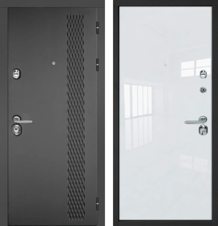 Входные двери Лика 3К90 П-32 TSBR 7021 - Без фрезеровки ZB Белый