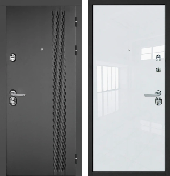 Входные двери Лика 3К90 П-32 TSBR 7021 - Без фрезеровки ZB Белый