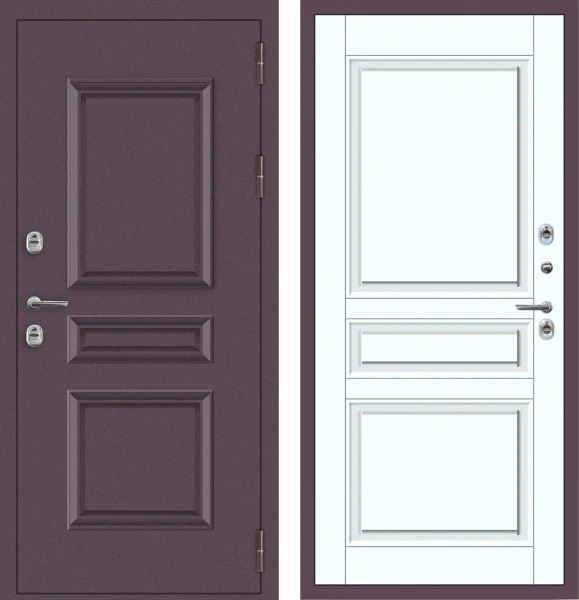 Входные двери M63 ТЕРМО с фрезеровкой Букле опал - ФЛТ-2 Velluto Bianco AG 700