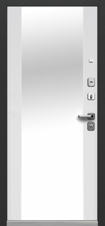 Входные двери Luxor Букле Черный Зеркало Букле черный Эмалит белый