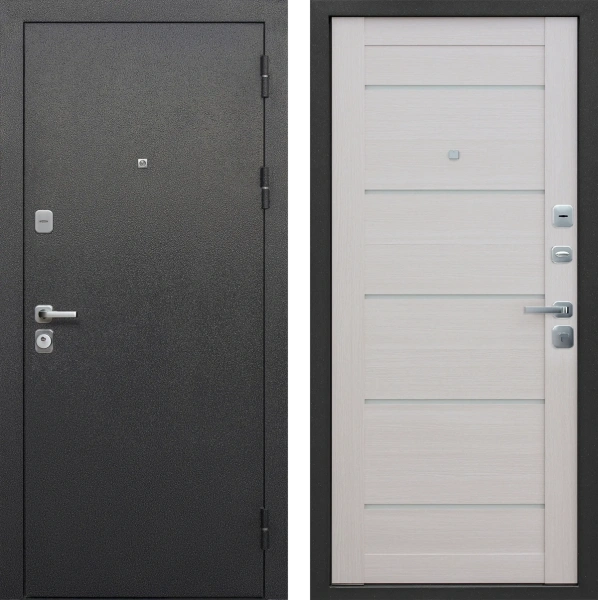 Входные двери Гарда 9 Серебро Антик серебро Лиственница беж.