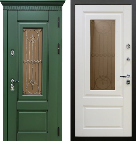 Входные двери Боссика 3К90 ВБ-8(окно) RAL 6028 - ВБ-8(окно) RAL 9001