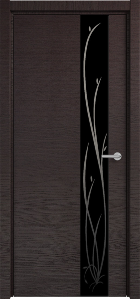 Межкомнатные двери H-3 зеркало черное с рис.