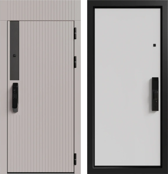 Входные двери Рейн 2 3К90 ЮР-36 (с номером квартиры) Латте (ZB855-2) - ЮП-13 ZB Белый