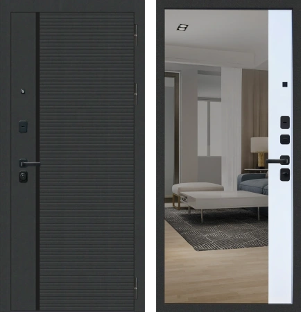 Входные двери M11 ФЛП-19 Черный муар - ФЛЗ-23 Velluto Bianco AG 700
