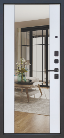 Входные двери M10 ФЛП-39 Черная шагрень - ФЛЗ-32 Velluto Bianco AG 700