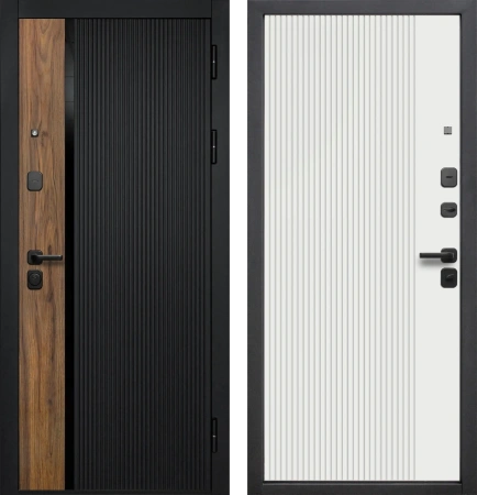 Входные двери Кантри 9 см Сатин черный Эмалит белый