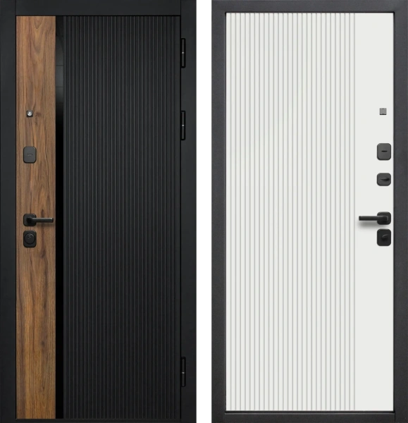 Входные двери Кантри 9 см Сатин черный Эмалит белый