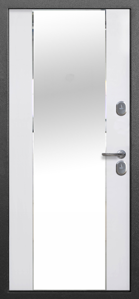 Входные двери Тайга 7 см Зеркало Медный антик - Зеркало Эмалит белый