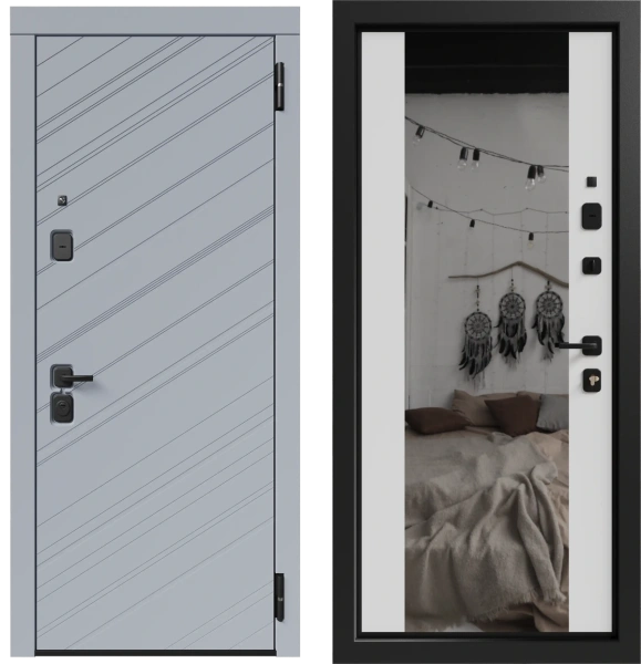 Входные двери Авангард 3К90 ЮР-45 RAL 7024 - ЮР10 RAL 9003