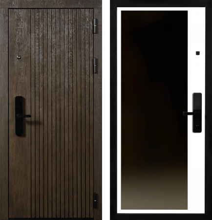 Входные двери Акцент ЮР-38 ХардВуд лунный (MPD101) - ЮР-42 декоративная зеркальная вставка ZB Белый