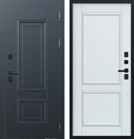 Входные двери M75 ТЕРМО штамп Ш-7 Букле графит - ФЛТ-7 Velluto Bianco AG 700