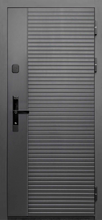 Входные двери Тайга 10 см (Электр. замок) Сатин графит - с фрезеровкой Эмалит белый