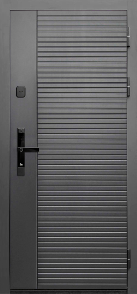 Входные двери Тайга 10 см (Электр. замок) Сатин графит - с фрезеровкой Эмалит белый