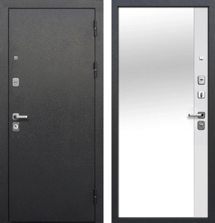 Входные двери Гарда 9 Зеркало Эмалит Белый Антик серебро Эмалит белый