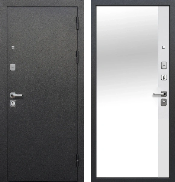 Входные двери Гарда 9 Зеркало Эмалит Белый Антик серебро Эмалит белый