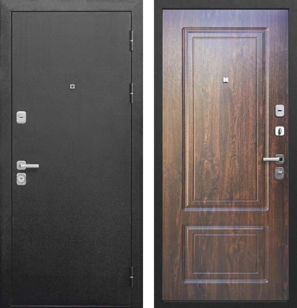 Входные двери Толстяк Букле Черный Букле черный Грецкий орех