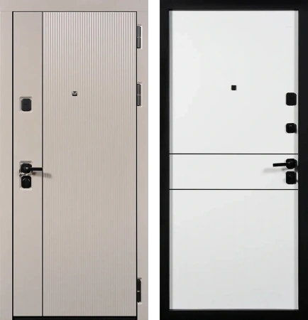 Входные двери Стелс 3К90 горизонталь 2 ЮП-35 Латте (ZB855-2) - ЮП-34 ZB Белый