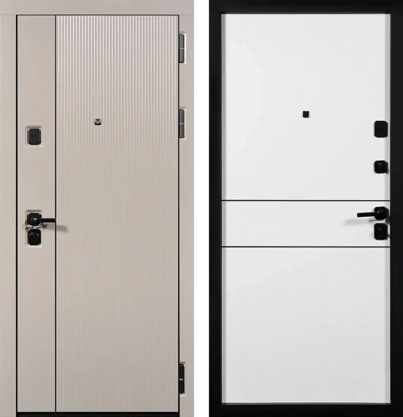 Входные двери Стелс 3К90 горизонталь 2 ЮП-35 Латте (ZB855-2) - ЮП-34 ZB Белый