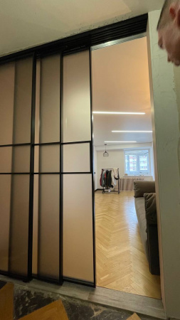 Перегородка Loft eco черный, Стекло сатин бесцветный