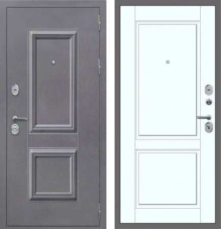 Входные двери M50 штамп 2 квадрата Букле графит - ФЛ-30 Velluto Bianco AG 700