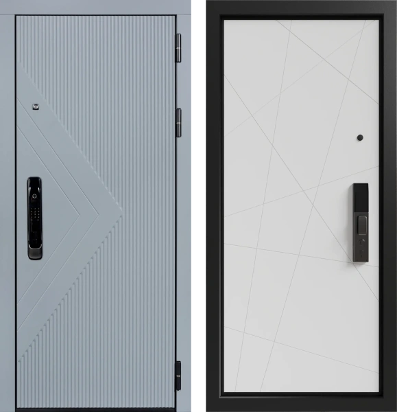 Входные двери Тринити ЮР-37 RAL 7011 - H-67 ZB Белый