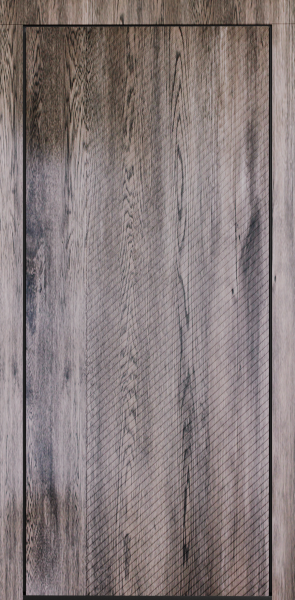 Входные двери Сталлер Comfort 3K ЮП-19 Дуб йорк серый - ЮП-15 (декоративная зеркальная вставка) Milky white