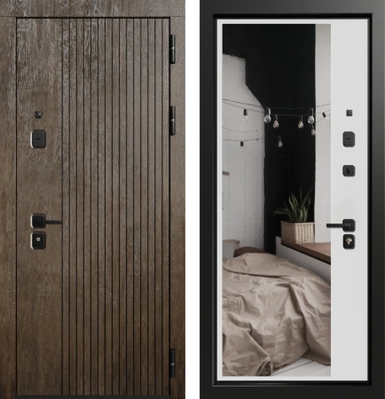 Входные двери Акцент 3К90 TOR ЮР-38 ХардВуд лунный (MPD101) - ЮР-42 зеркало ZB Белый