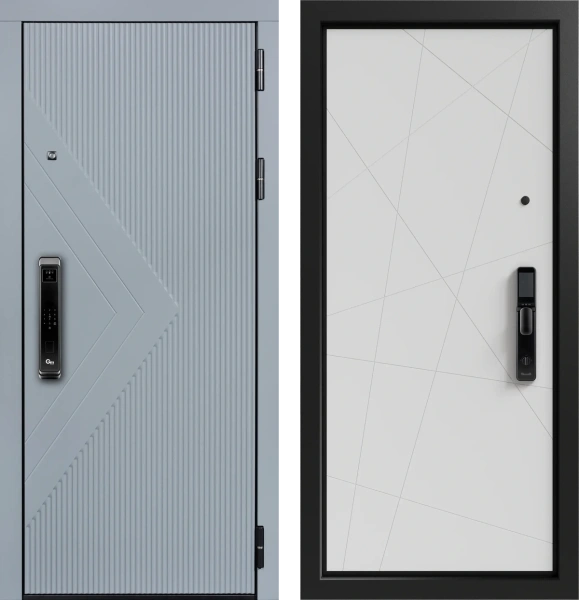 Входные двери Тринити 3К90 ЮР-37 RAL 7011 - H-67 ZB Белый