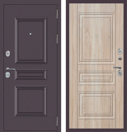 Входные двери M53 с фрезеровкой Букле опал - ФЛ-10 Дуб Сонома светлый