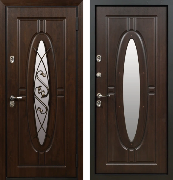 Входные двери Монарх 3К90 П-54(окно) Дуб темный - П-54(окно) Дуб темный