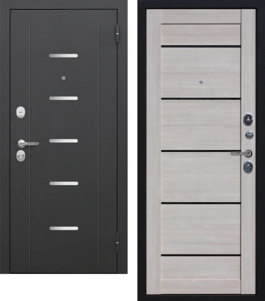 Входные двери Гарда муар Царга Лазер Черный муар Лиственница мокко