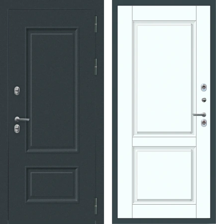 Входные двери M80 ТЕРМО Багет 2 квадрата Муар 7016 - ФЛТ-7 Velluto Bianco AG 700