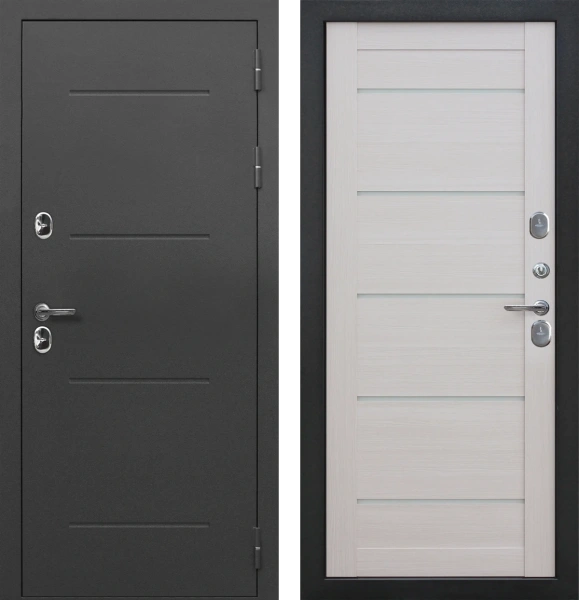 Входные двери ISOTERMA Серебро Царга Антик серебро Лиственница беж.