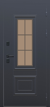 Входные двери M73 ТЕРМО штамп Ш-7 Букле графит - ФЛТ-15 Velluto Bianco AG 700