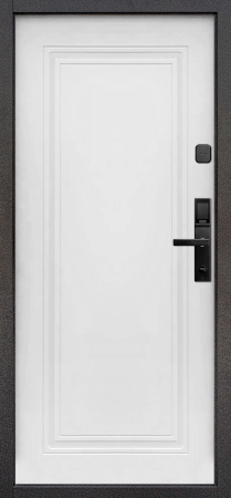 Входные двери Тайга 10 см (Электр. замок) Сатин графит - с фрезеровкой Эмалит белый