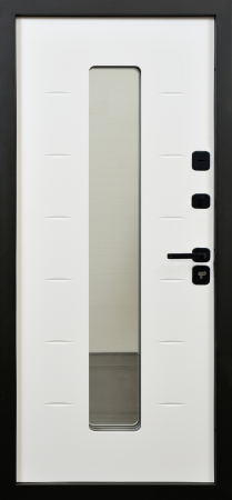 Входные двери Юта NEW П-55 (окно+черное стекло) TSBR 6005 - П-63(окно) RAL 9003