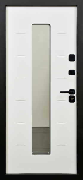 Входные двери Юта NEW П-55 (окно+черное стекло) TSBR 6005 - П-63(окно) RAL 9003