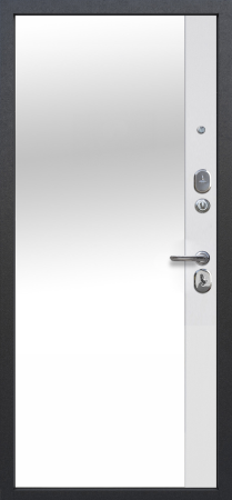 Входные двери Тайга 9 см Зеркало Антик серебро - Зеркало Эмалит белый