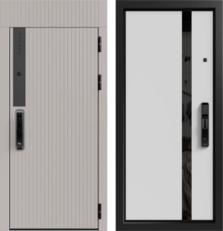 Входные двери Рейн 3К90 ЮР-36 (с номером квартиры) Латте (ZB855-2) - ЮР22 ZB Белый