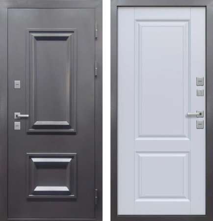 Входные двери Termo 2 Антрацит букле Велюр белый