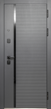 Входные двери Luxor Горизонталь Зеркало Сатин графит Эмалит белый