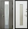 Входные двери Юта 1 3К90 П-55(окно+нержав) TSBR 7021 - П-58(окно) RAL 9003